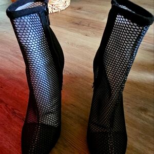 Black Mesh Ankle Boots